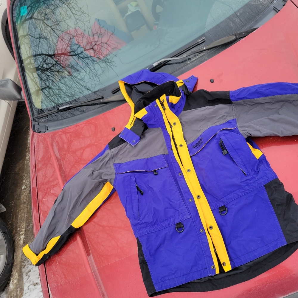 Solstice Microshed Purple Yellow Ski Jacket 90s Style Retro Parka men's M